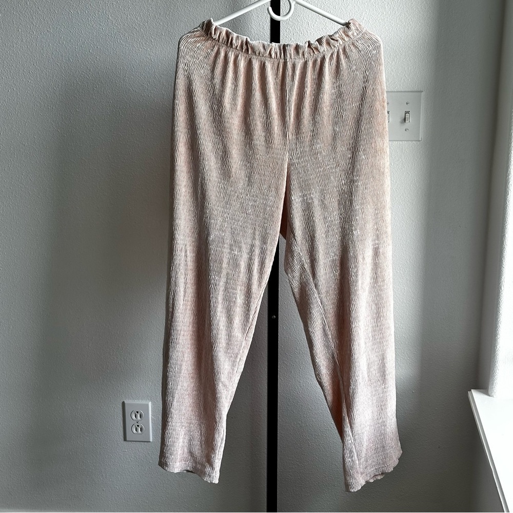 Wide Leg Pants - Light Pink Metallic